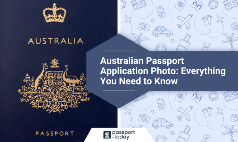 cover of an Australian passport; text “Australian Passport Application Photo: Everything You Need to Know