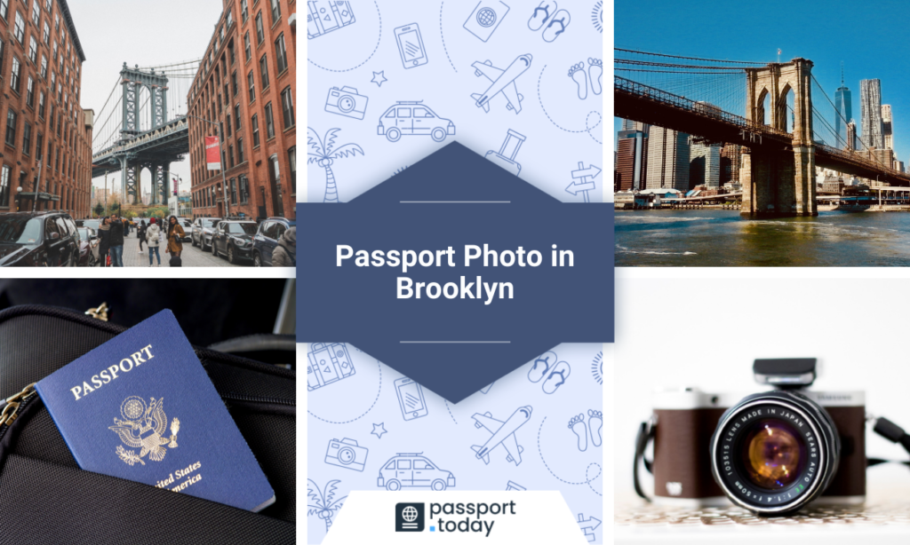 Brooklyn Bridge and Brooklyn panorama & a U.S. passport and a digital camera. Where to take a passport photo in Brooklyn
