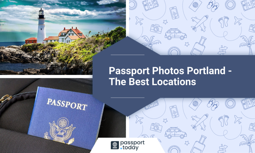 A view of portland and american passport with a text passport photos portland locations near me